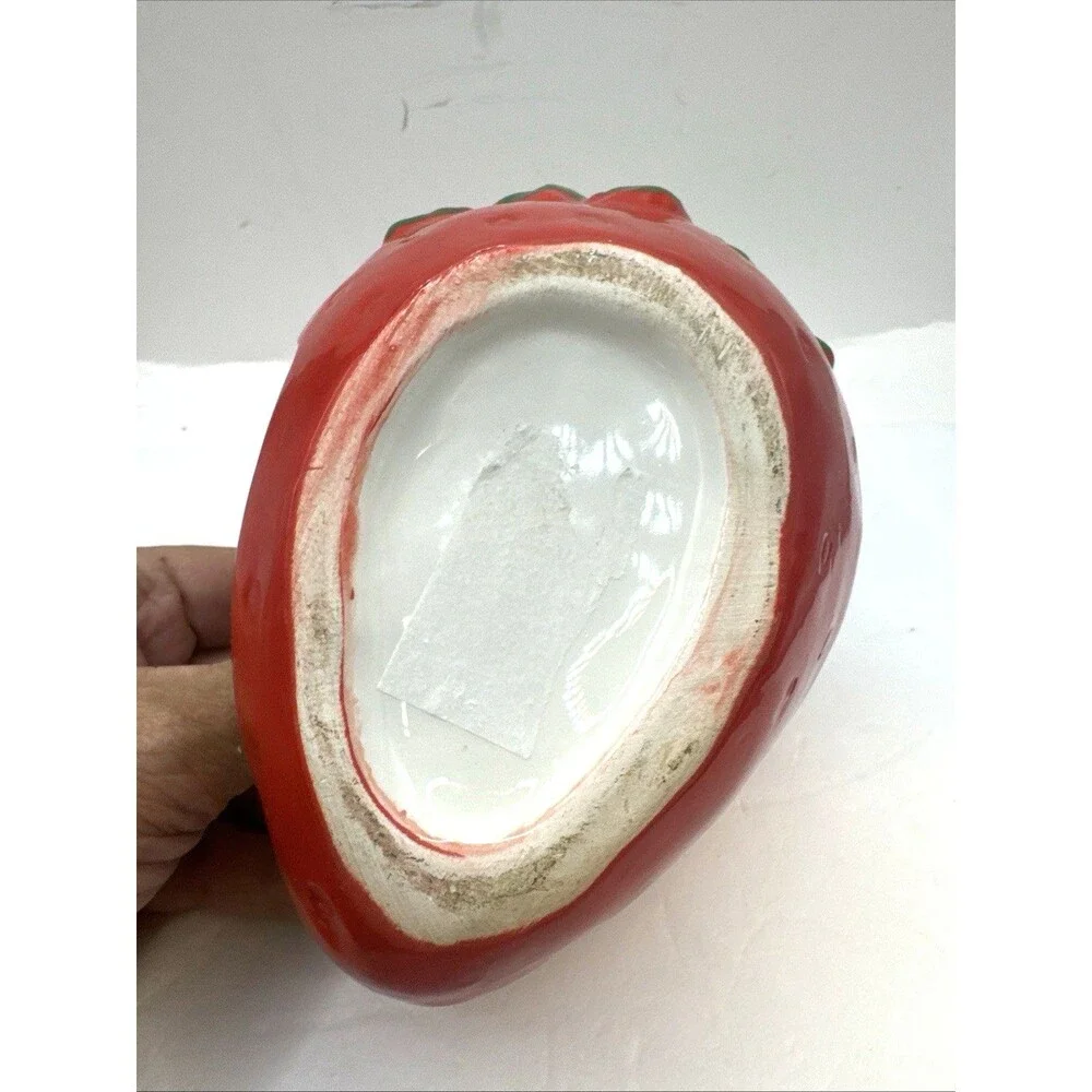 Ceramic Strawberry Shaped spoon Jar Fruit Kitchen Decor